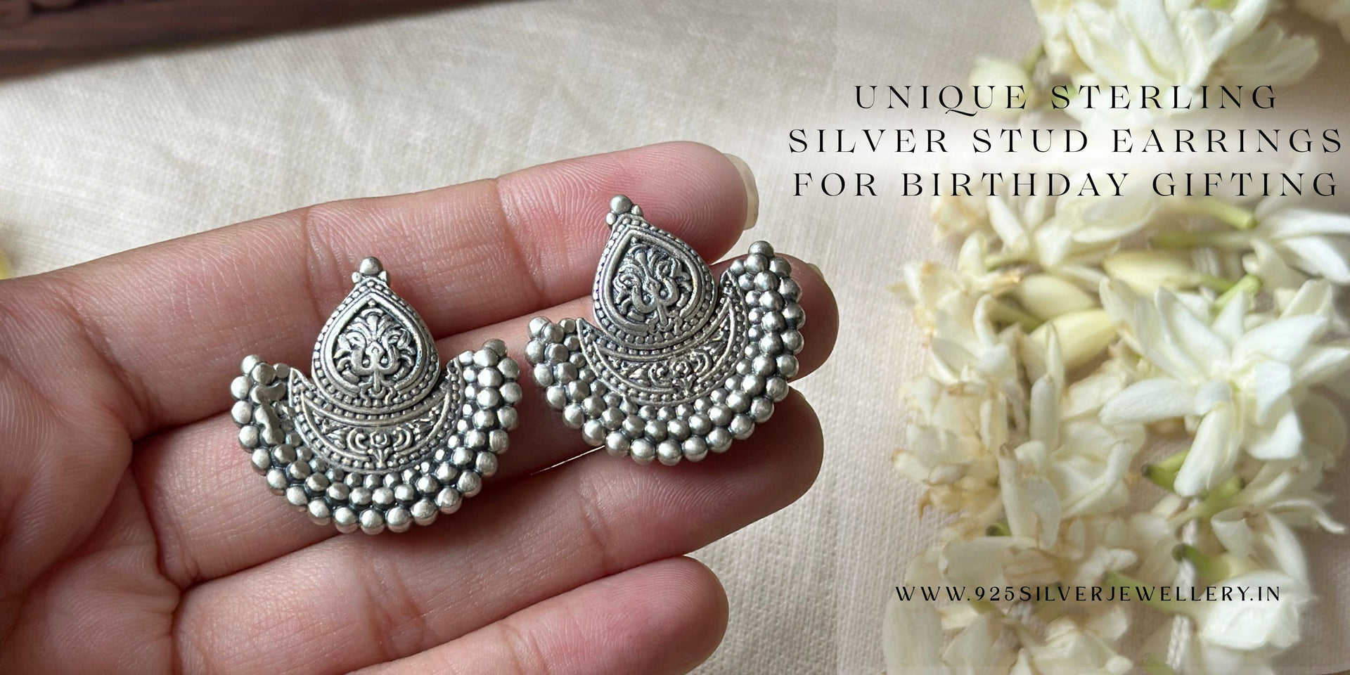Unique Sterling Silver Stud Earrings for Birthday Gifting