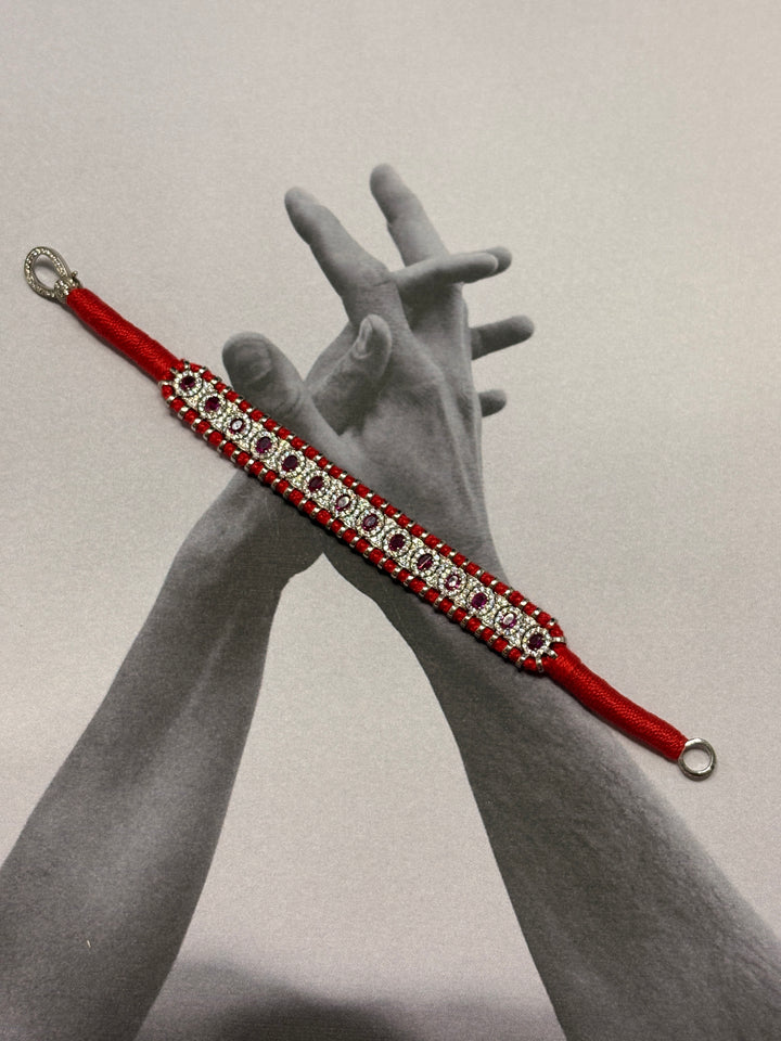 Silver Red Thread Bracelet