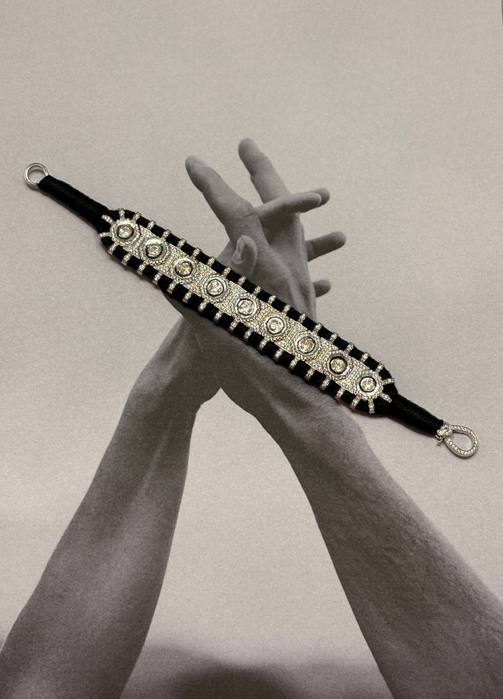 Silver Diamond Stone Thread Bracelet