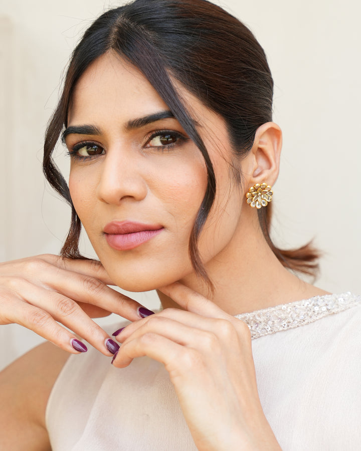 925 Silver Diamond Floral Stud Earrings