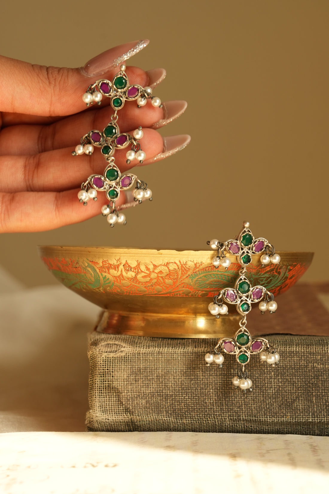 Charm Oxidised Silver Earrings