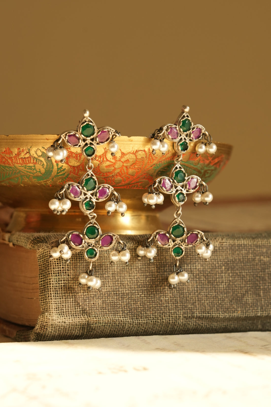 Charm Oxidised Silver Earrings