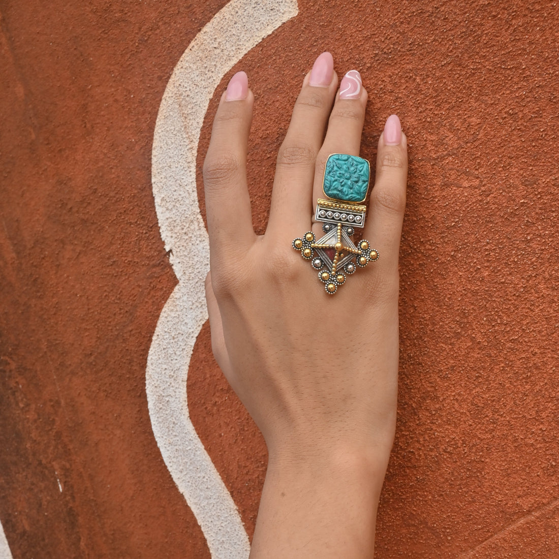 Silver Turquoise Blue Ring