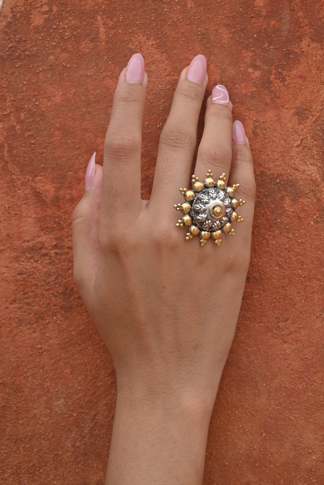 Silver Surya Chakra Ring: