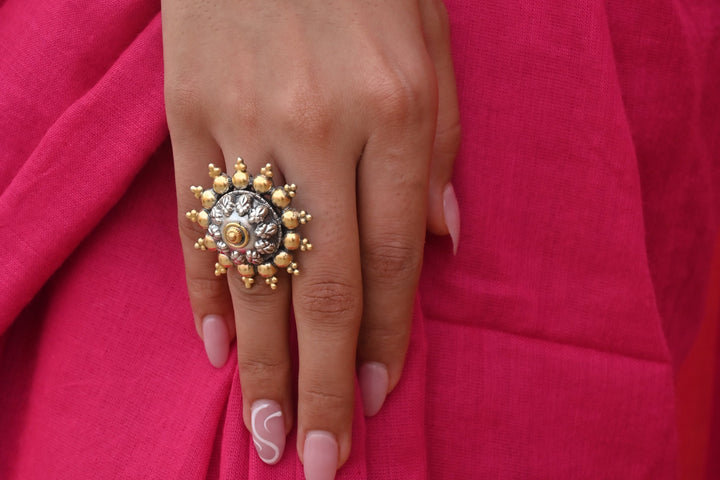 Silver Surya Chakra Ring: