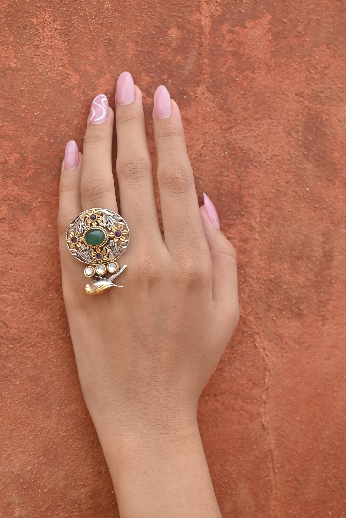 Silver Fusion Green Ring