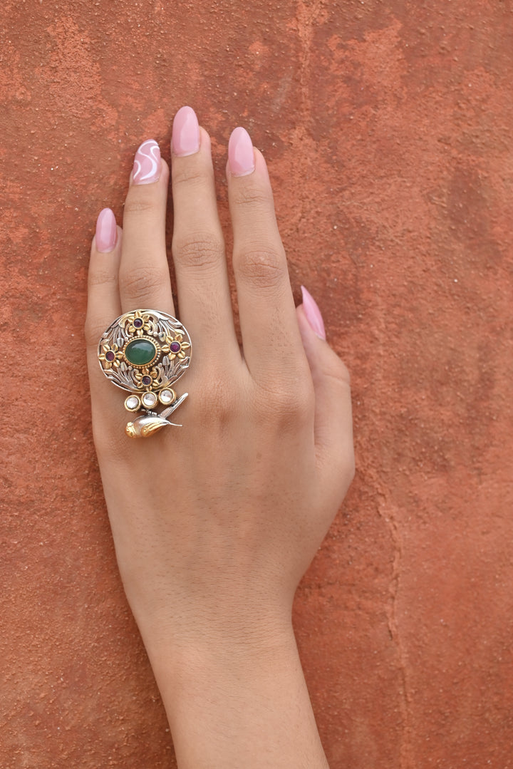 Silver Fusion Green Ring