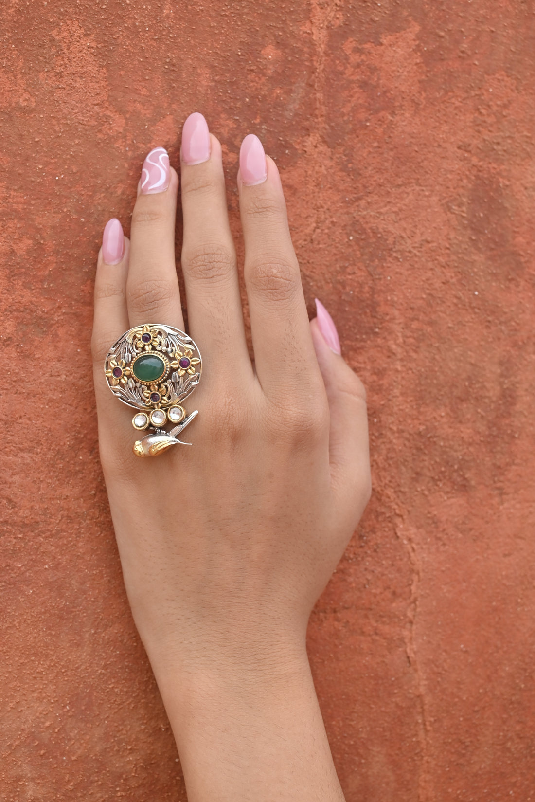 Silver Fusion Green Ring