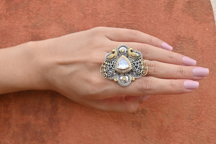 Silver Dual Tone Birdy Ring