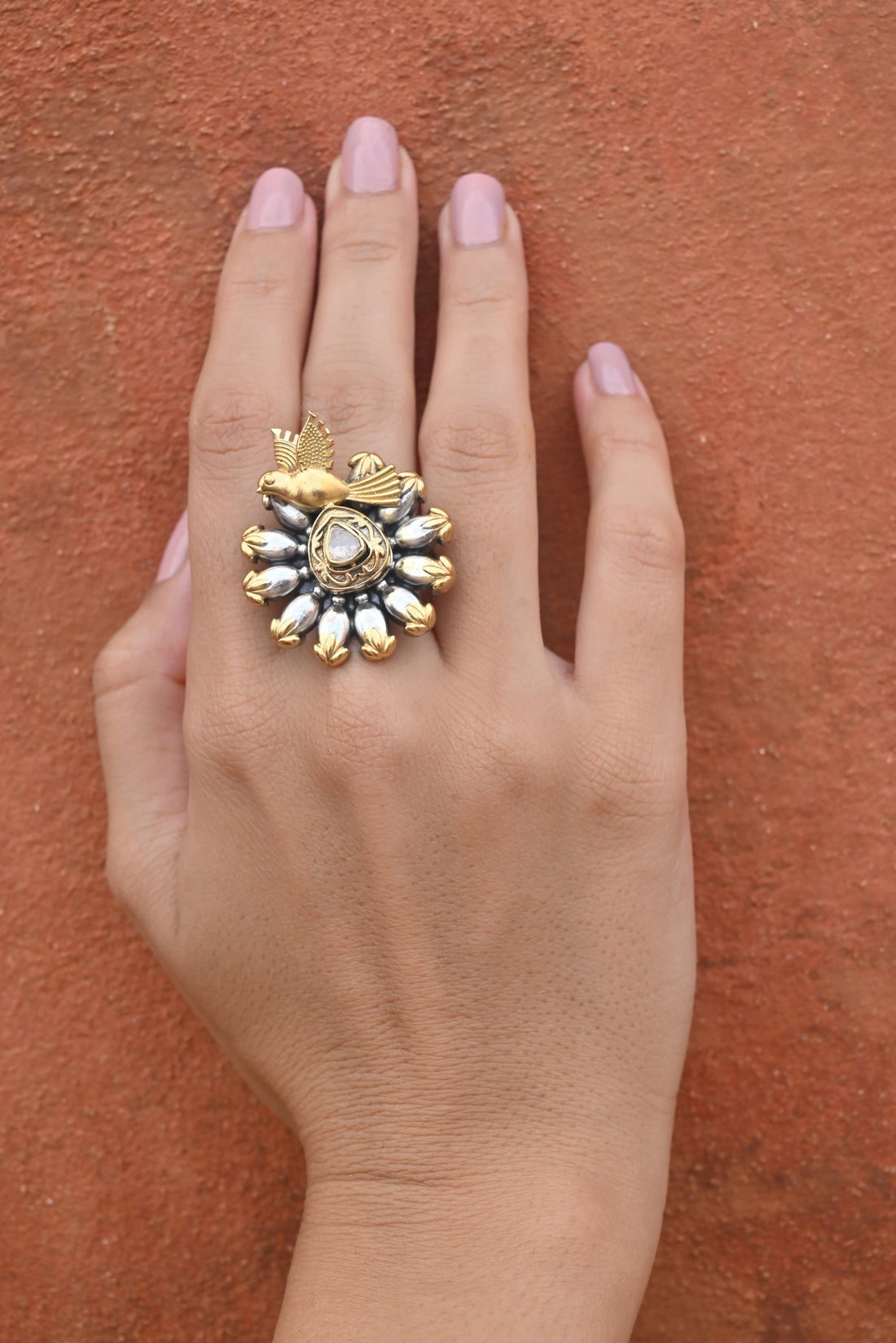 Silver Dual Tone Birdy Ring