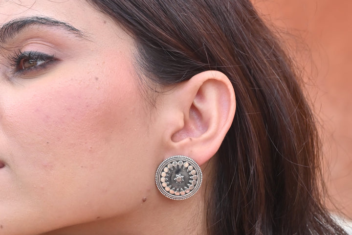 Silver Chandrika Circle Earrings 