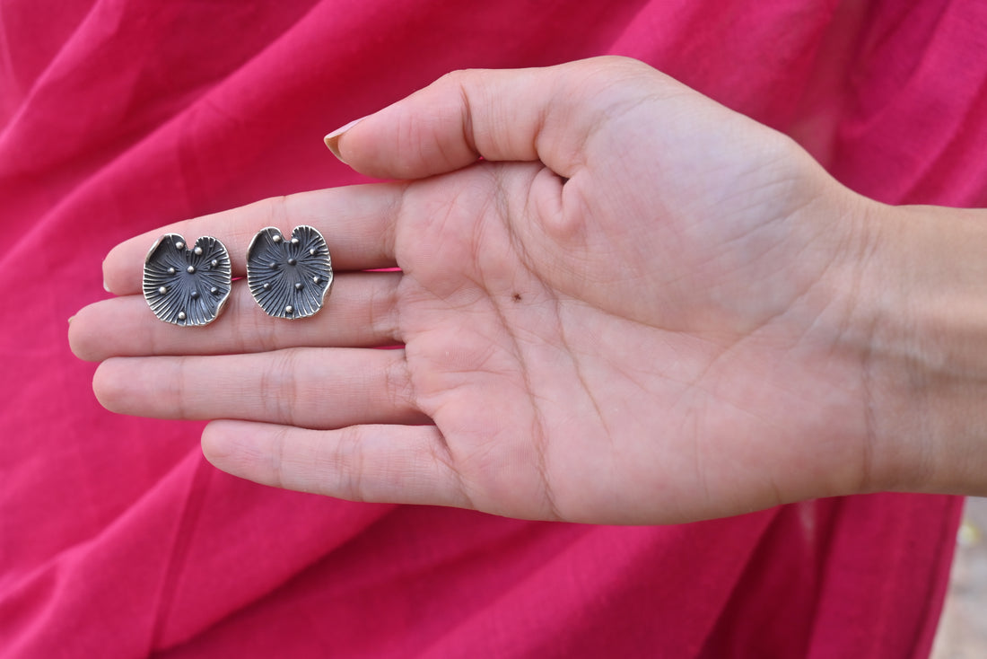 Silver Padma Leaf Studs