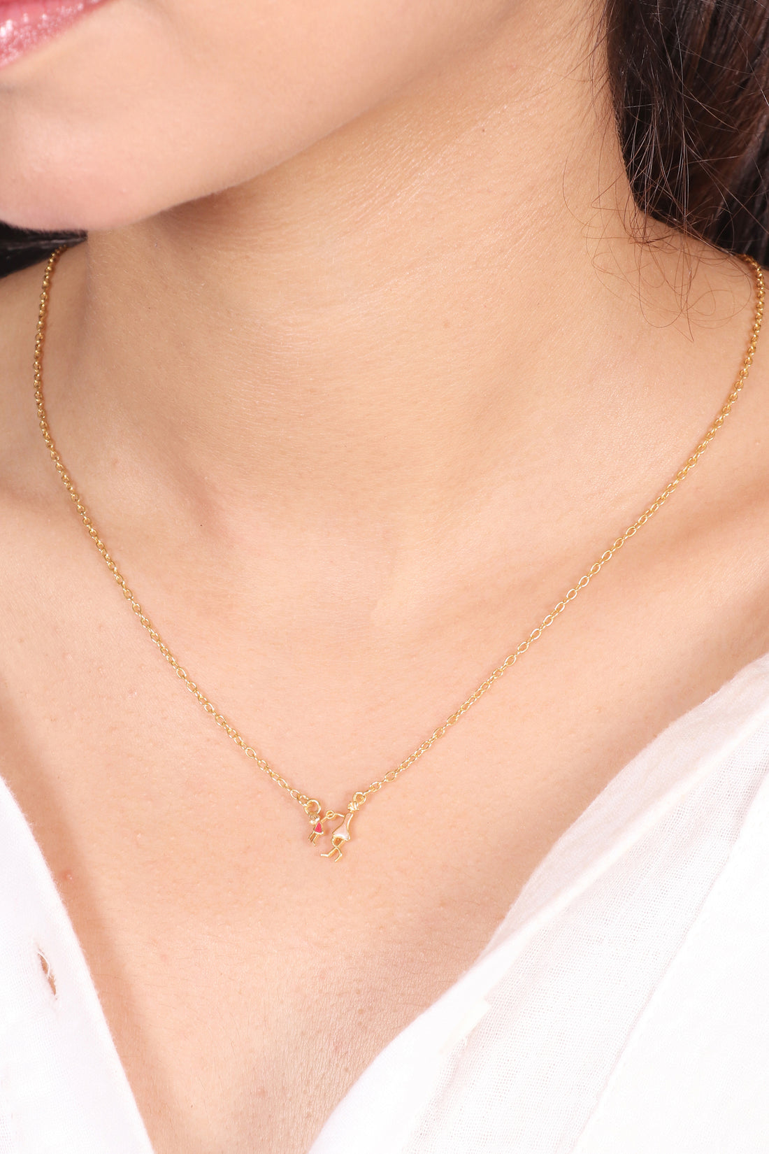 Gold Plated Mother Daughter Necklace