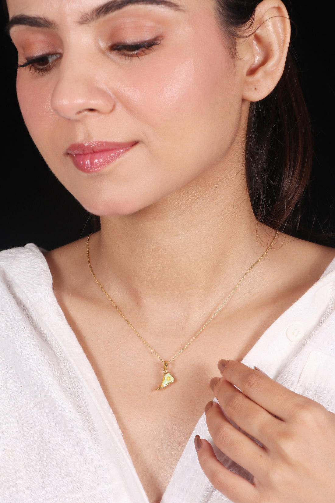 Gold Plated Green Shoe Pendant Without Chain