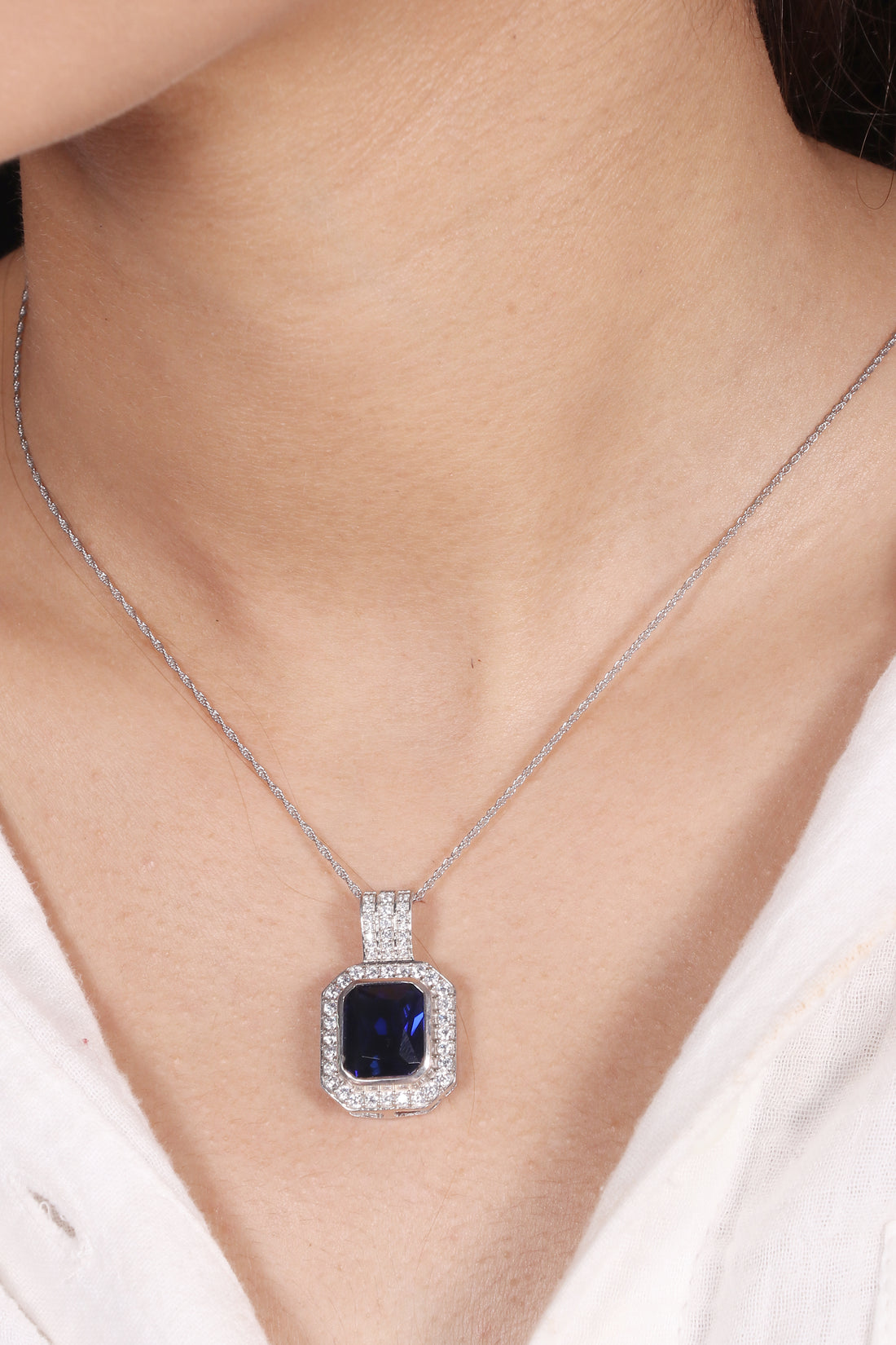 Silver Blue Sapphire Pendant