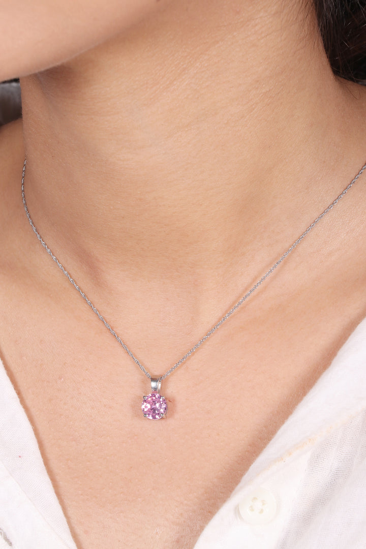 Silver Minimalist Pink Pendant