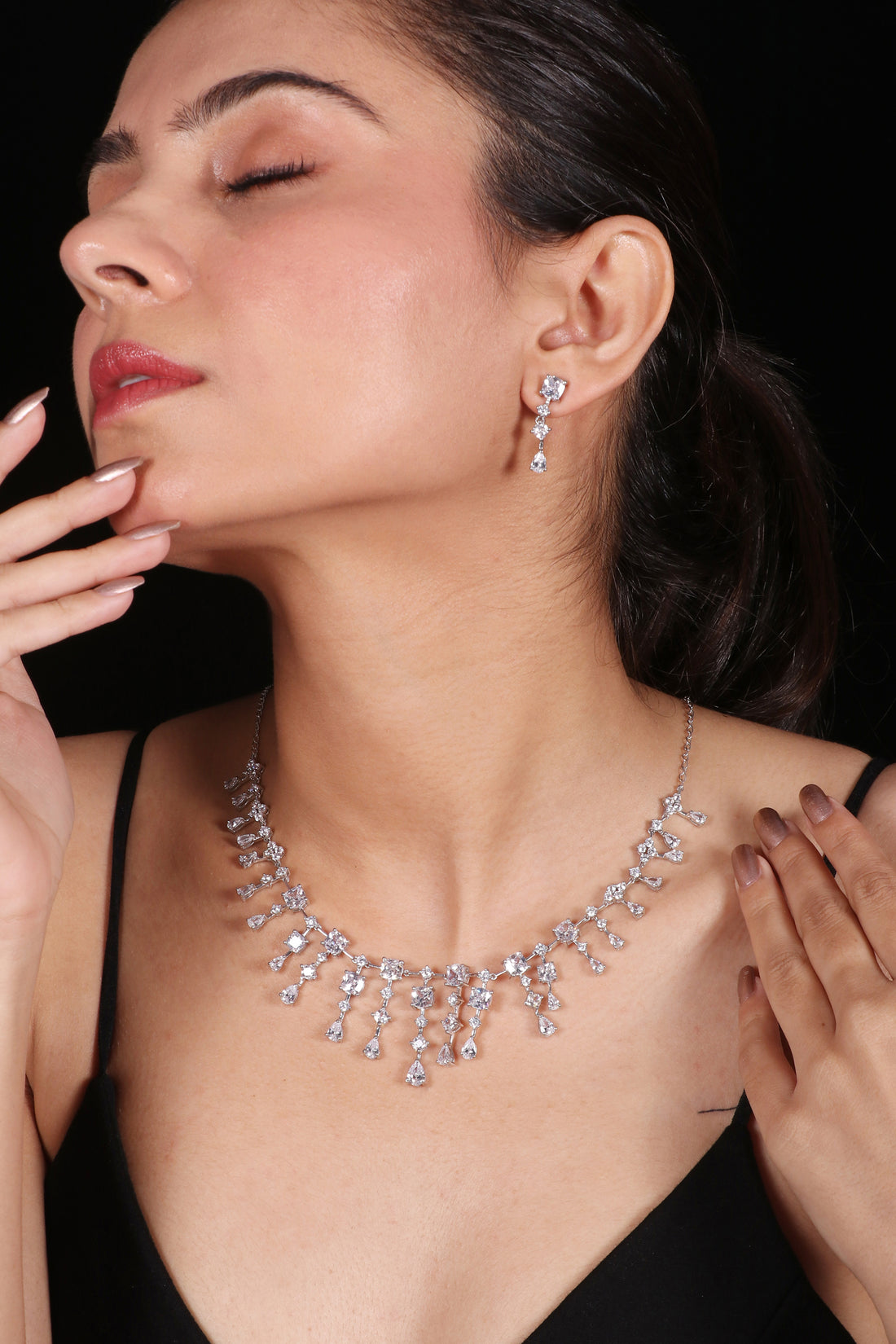 Silver Minimalist Designer Necklace Set