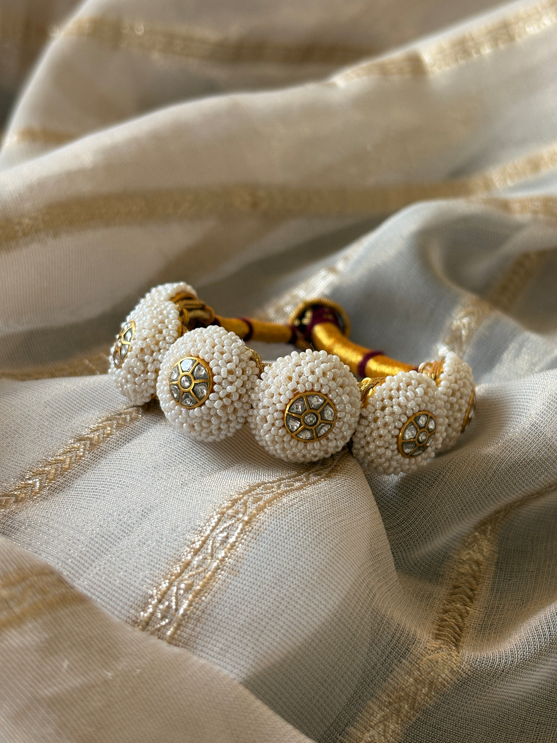 Silver Gajra Pauchi Single Kada