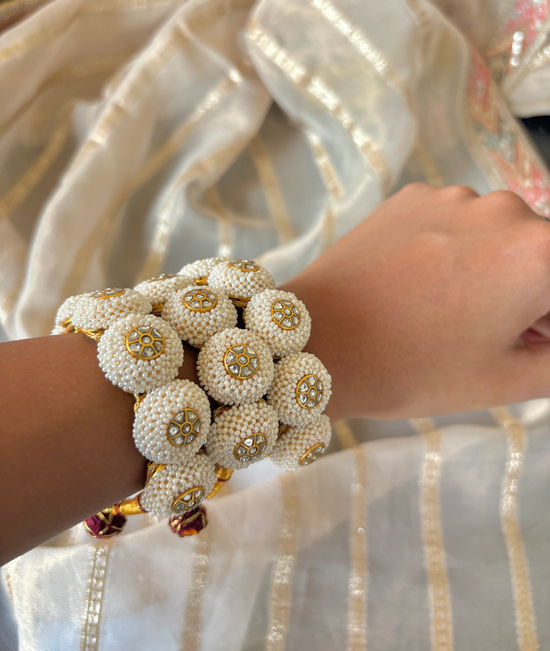 Silver Gajra Pauchi Single Kada