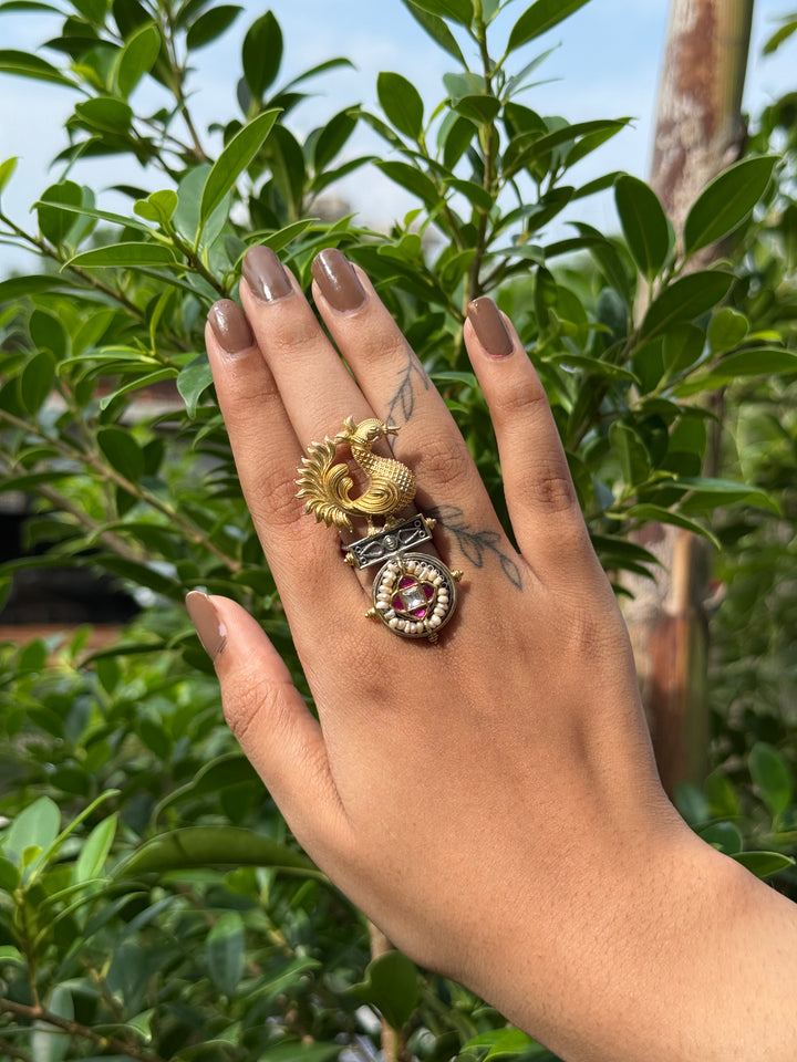 Silver Cocktail Bird Ring