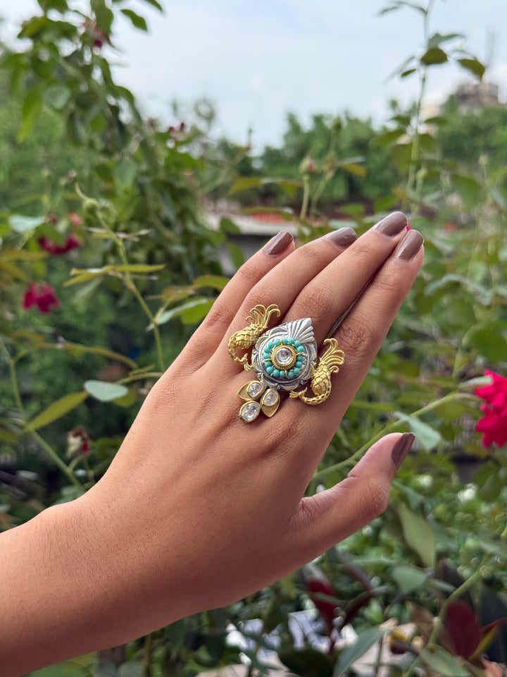 Silver Cocktail White Stone Ring