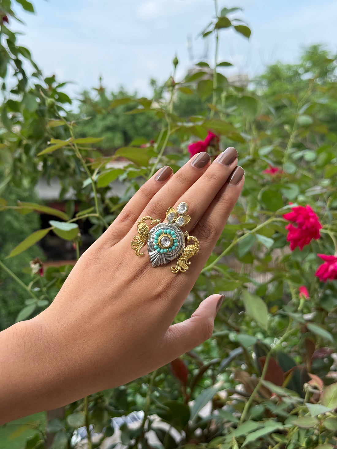 Silver Cocktail White Stone Ring