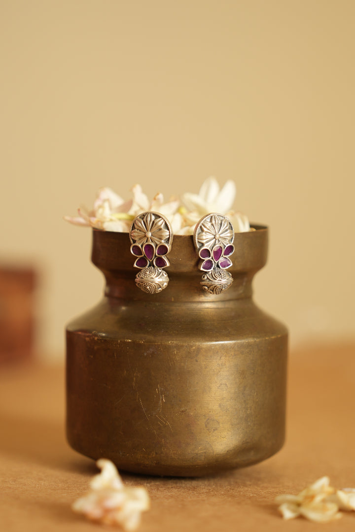 Oxidised Silver Earring