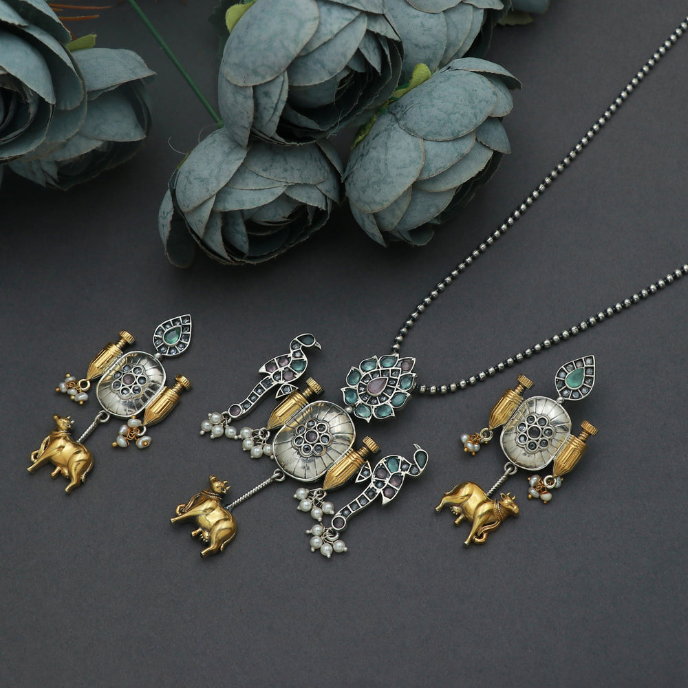 Monalisa Stone Pendant and Earring Set