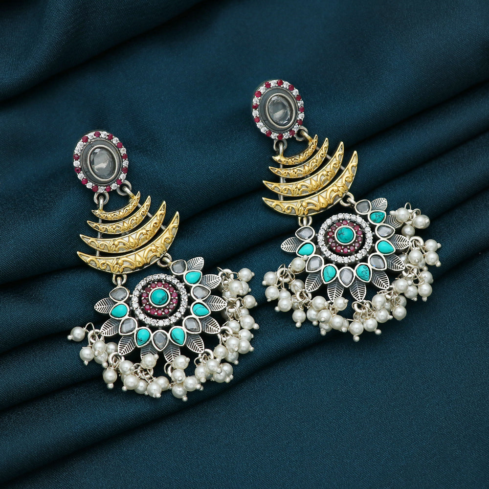 Silver Dual Tone Multicolor earring