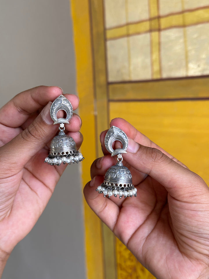 Silver Oxidised Jhumka