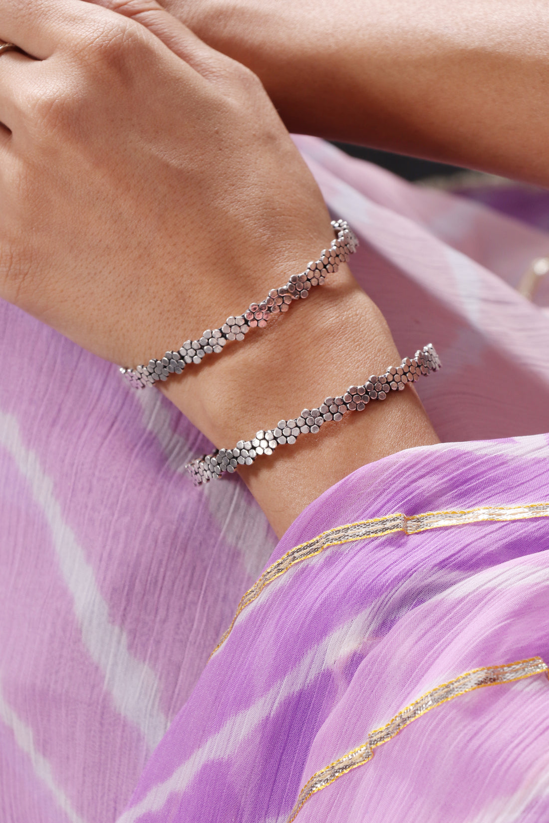 Silver Floral Bangle