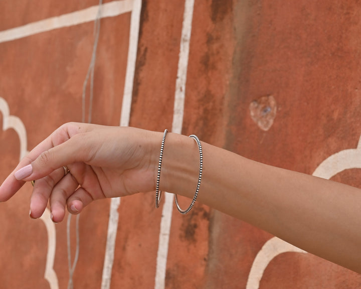 silver beadline bangle