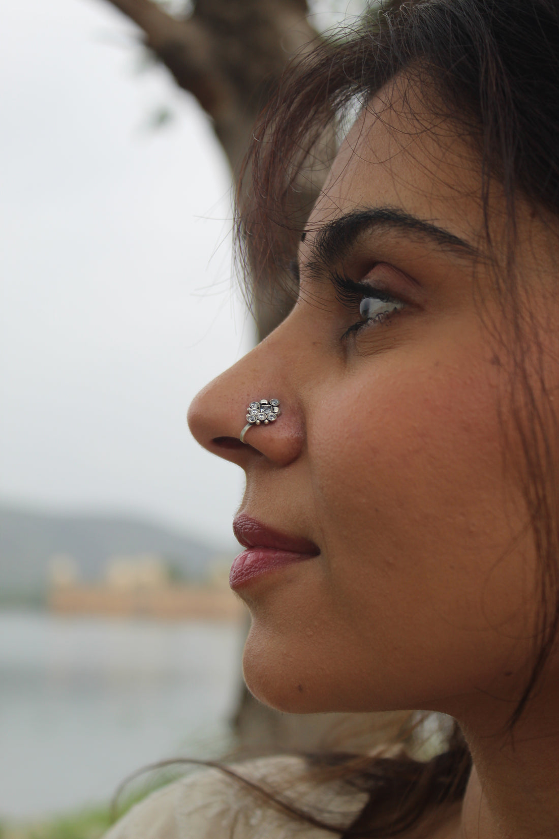 silver Indian nosepin