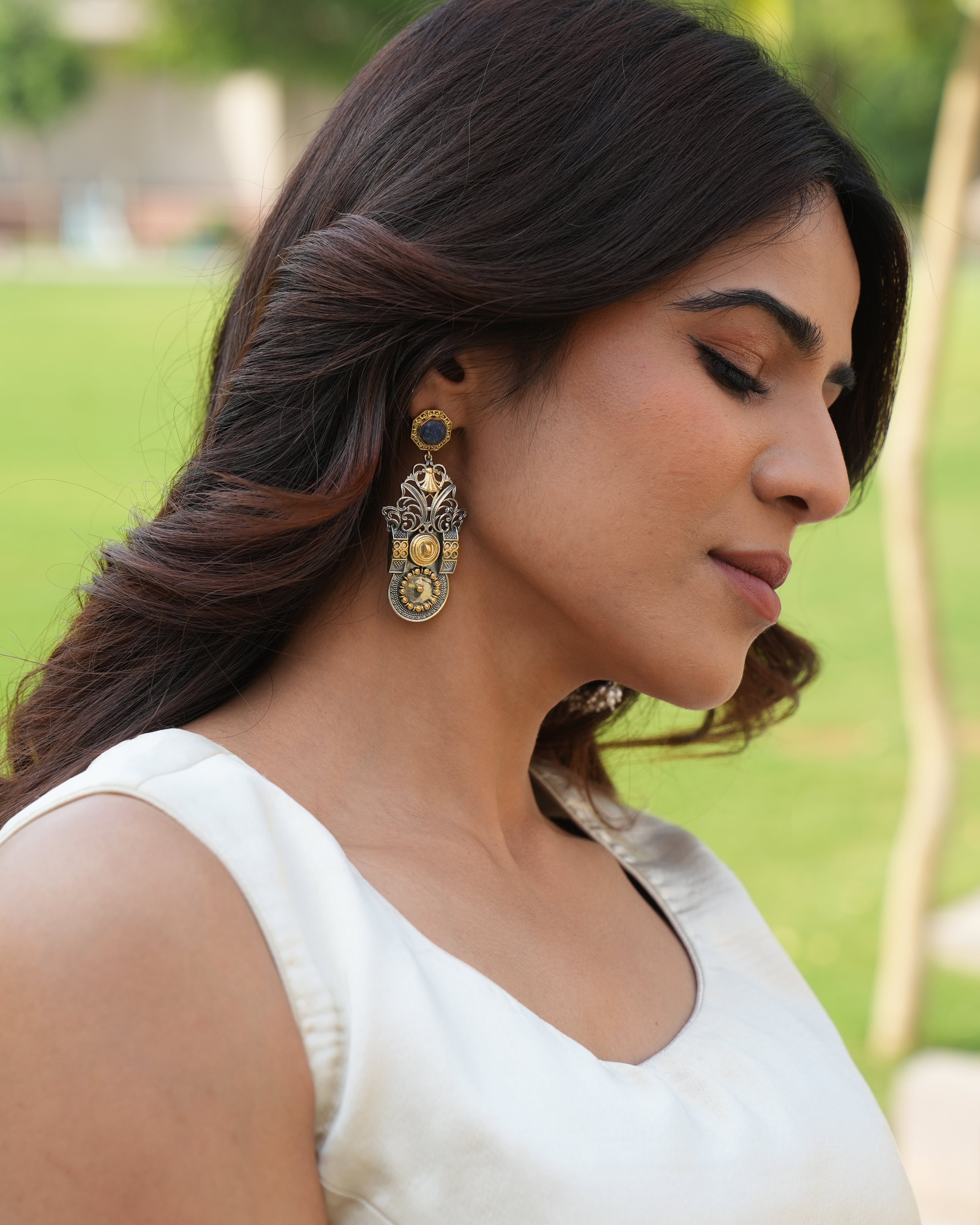 silver oxidised earrings