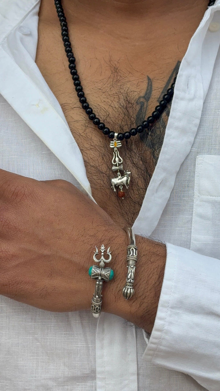 Silver Shiva Pendant with Trishul Bracelet – Inspired by the Spirit of Varanasi