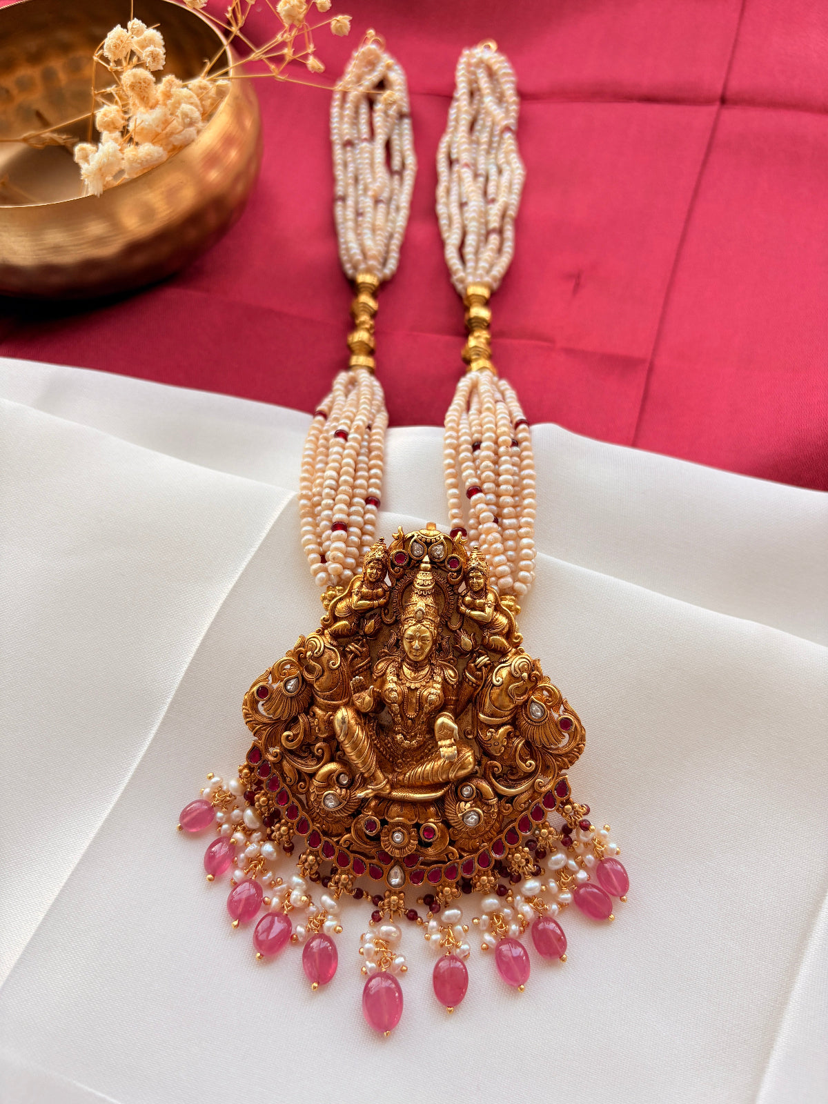 Silver Temple Maha-Lakshmi Nakashi Necklace