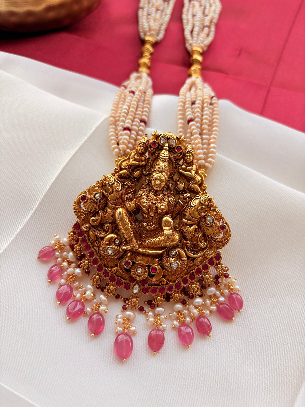 Silver Temple Maha-Lakshmi Nakashi Necklace