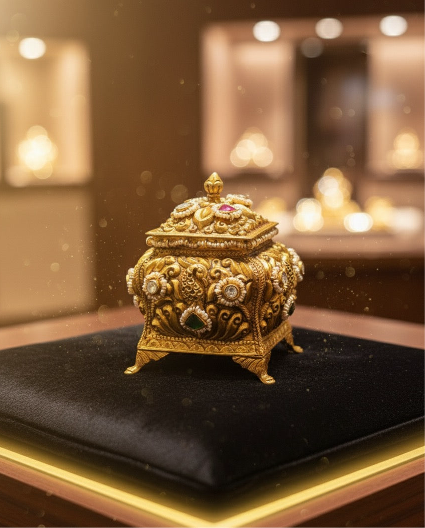 Vintage Silver Gold-Plated Box