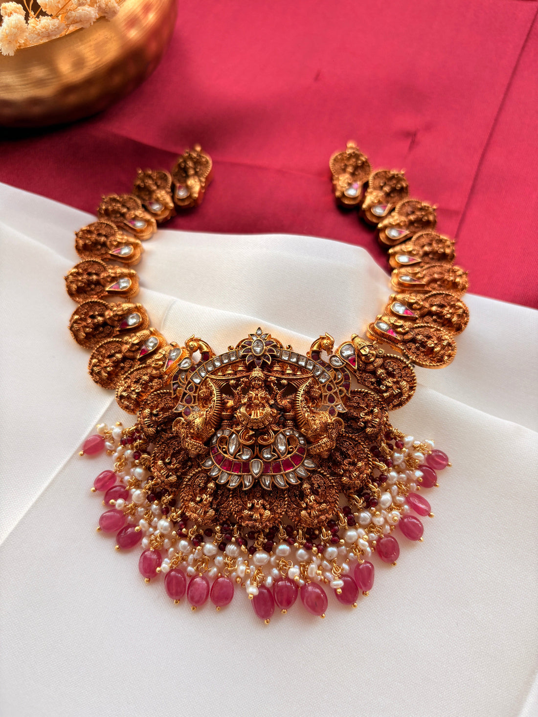 Silver South Indian Lakshmi Nakashi Necklace