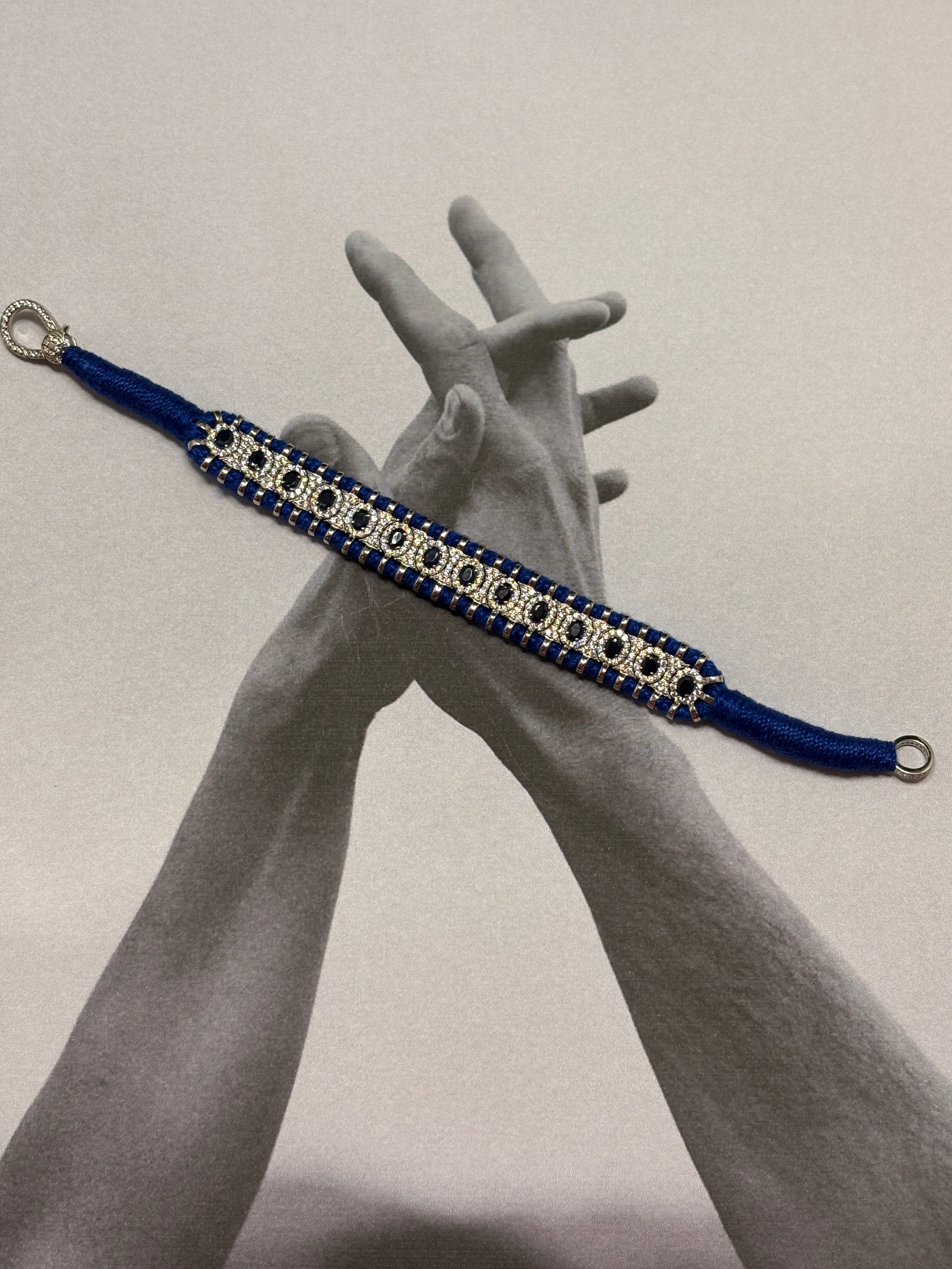 Silver Blue Thread Bracelet