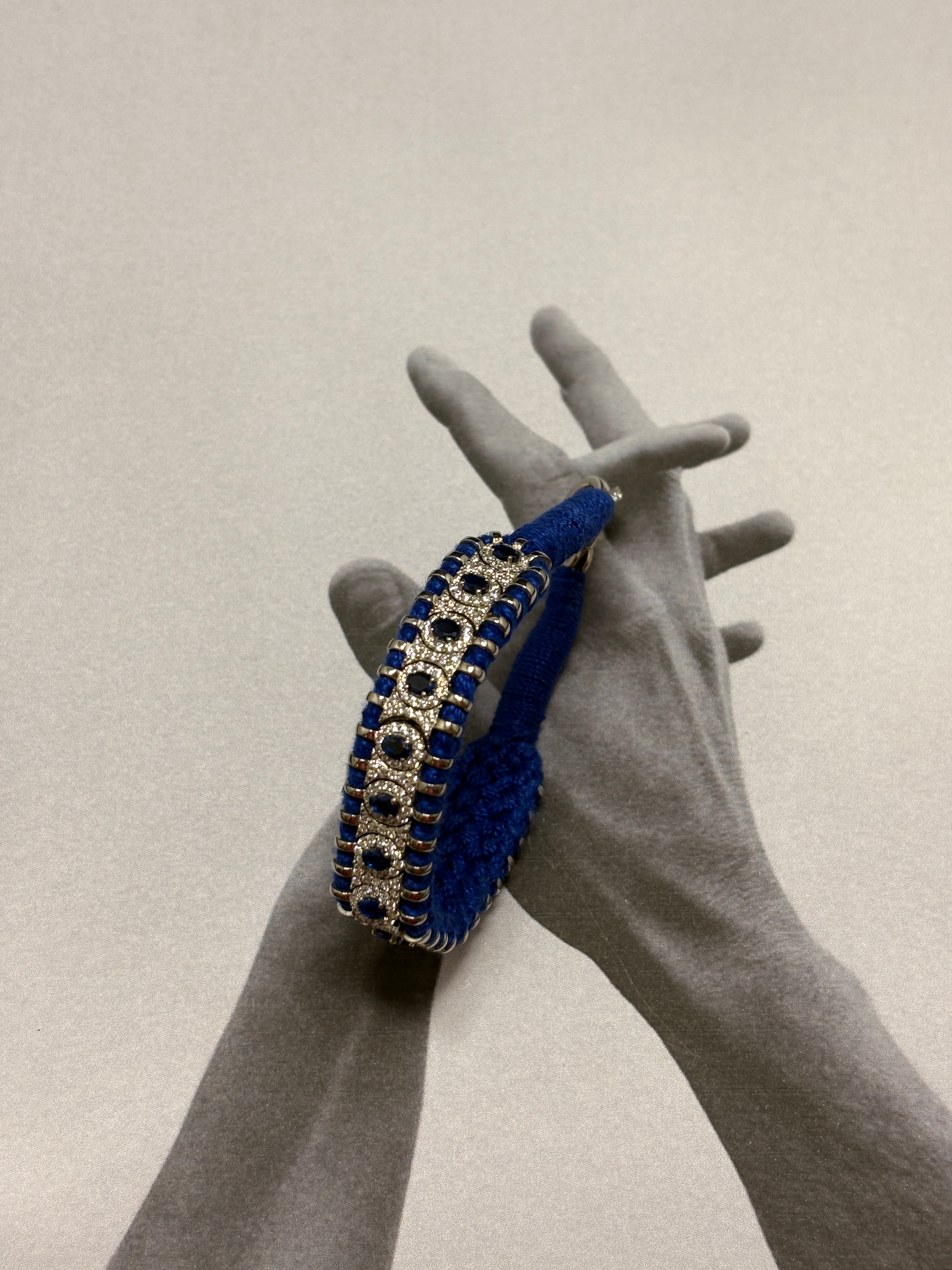 Silver Blue Thread Bracelet