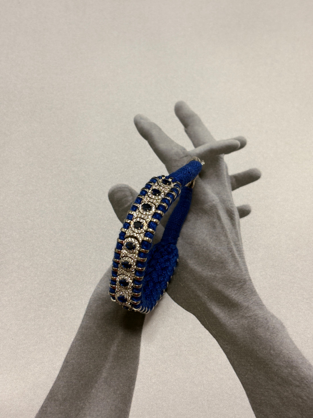 Silver Blue Thread Bracelet