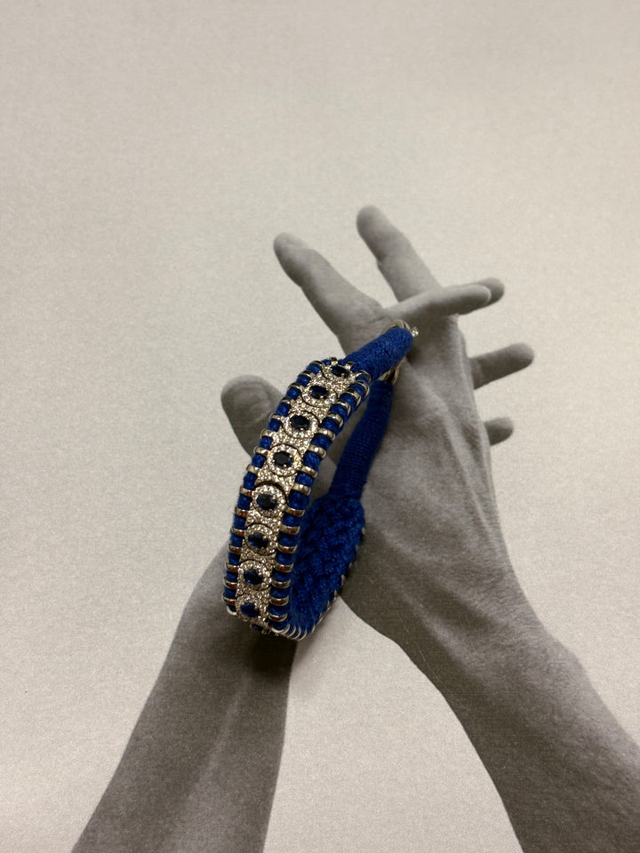 Silver Blue Thread Bracelet