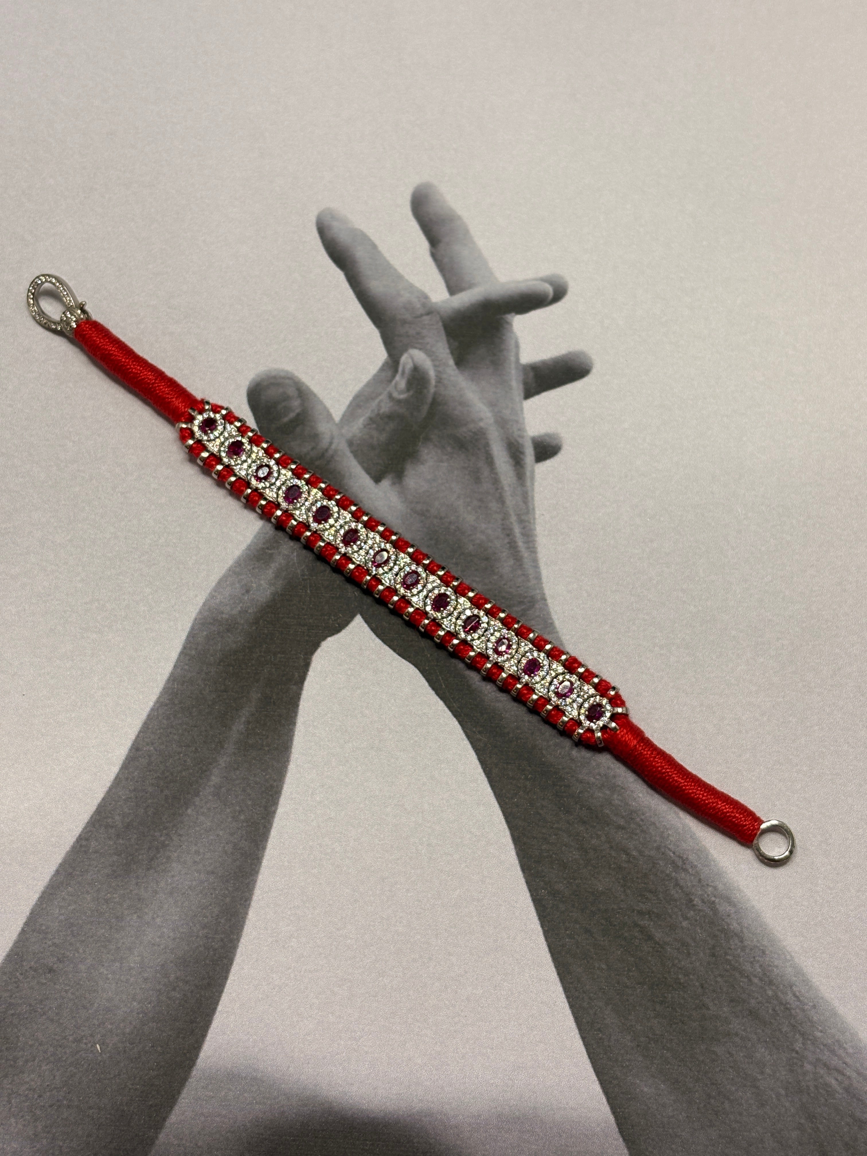 Silver Red Thread Bracelet