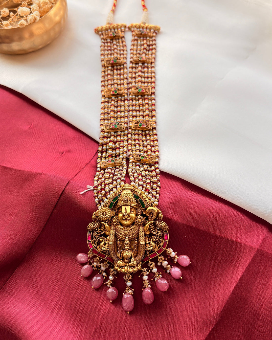 Silver Temple Venkateswara Nakashi Necklace