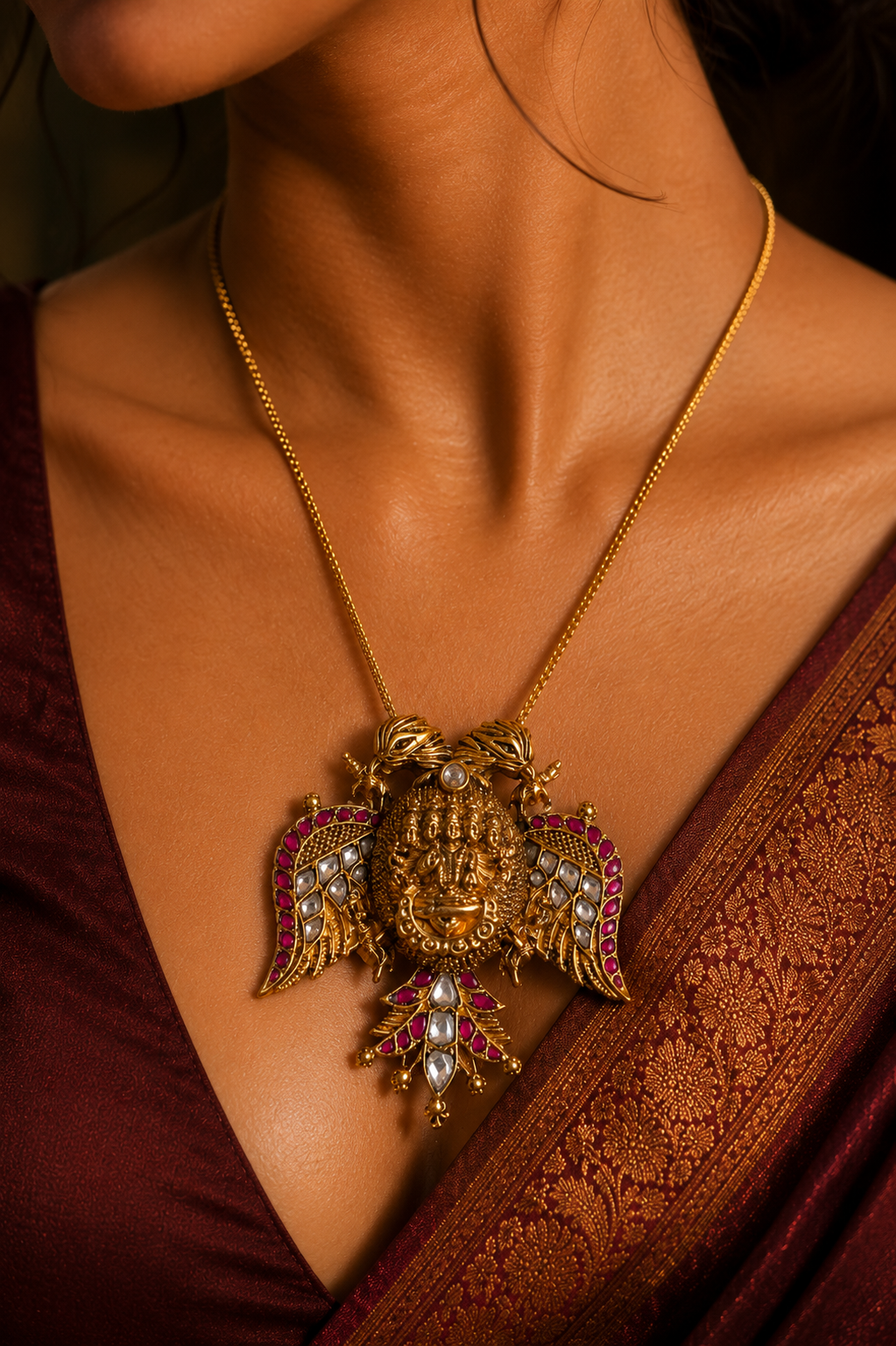 Exclusive Garuda Kundan Nagas Pendant – Power &amp; Protection in Temple Art by 925 silver jaipur 