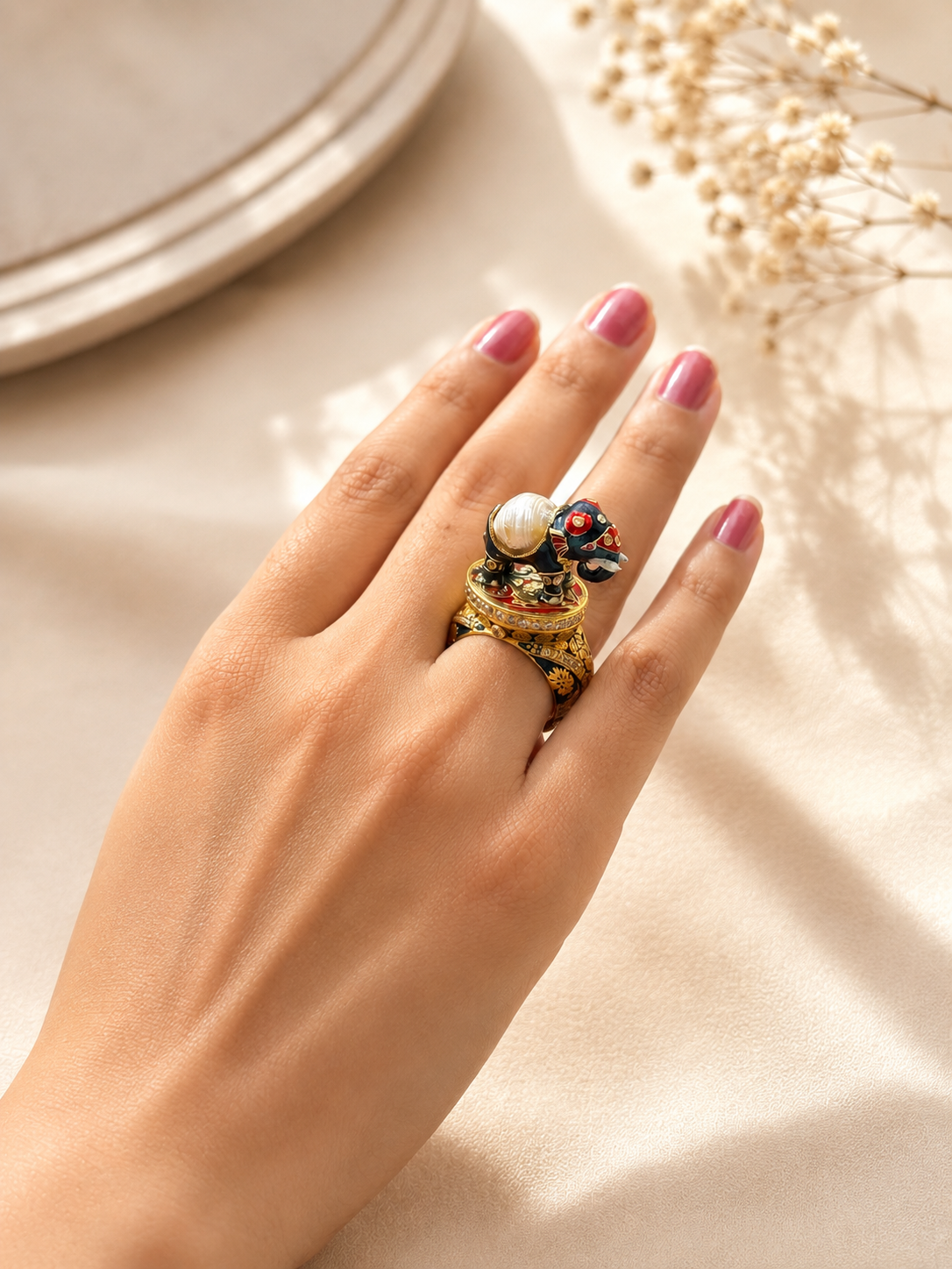Silver Ornate Elephant Ring
