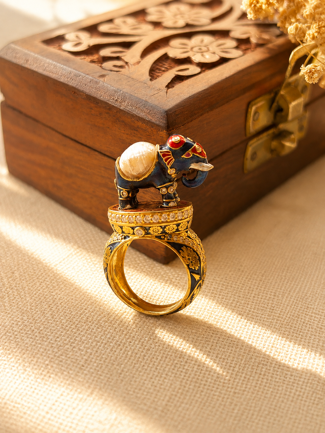 Silver Ornate Elephant Ring