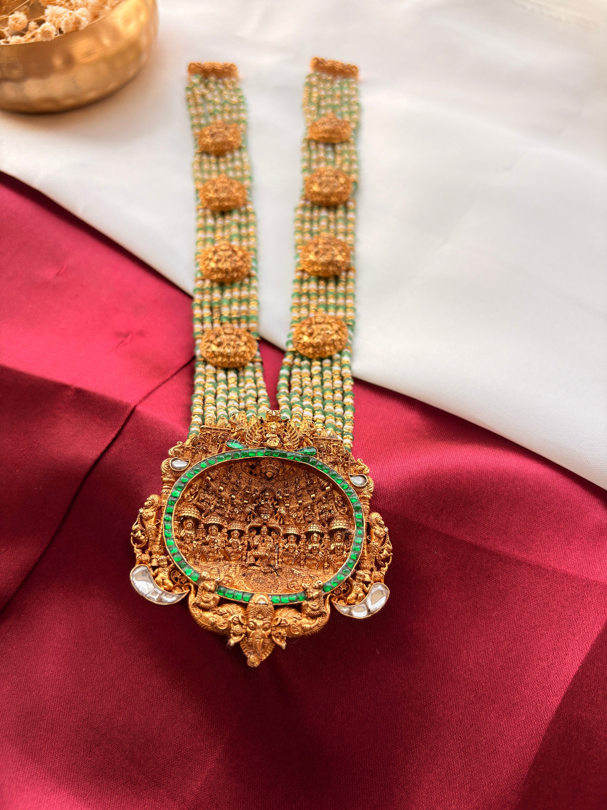 Silver Temple Ashtalakshmi Nakashi Necklace