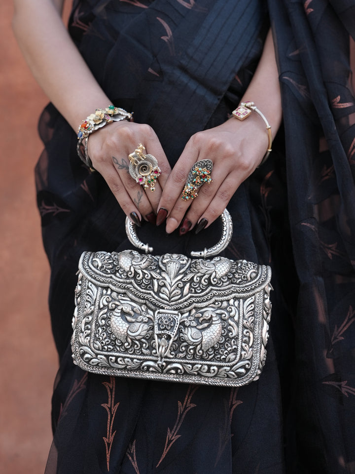 Silver Oxidised Heritage Purse